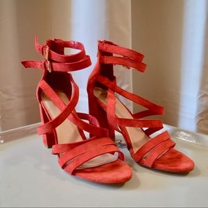 FREE SHIPPING! Orange-Red Sandal Heels